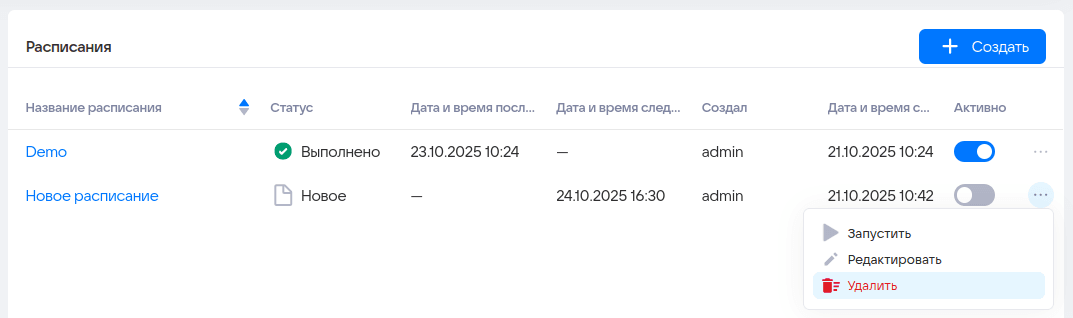 Расписания