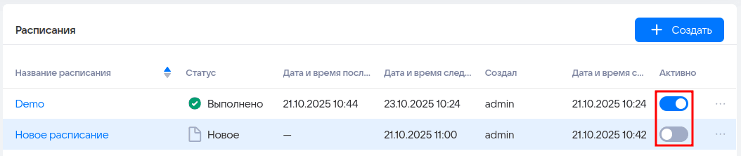 Расписания