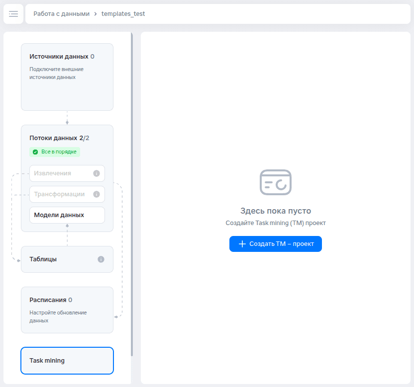 Управление проектами через рабочую область