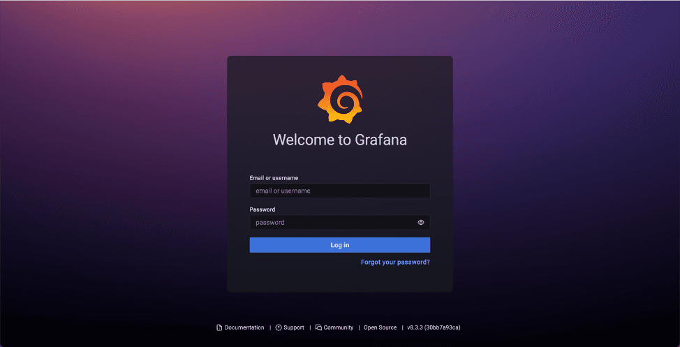 Форма авторизации в Grafana