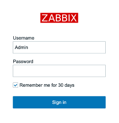 Форма авторизации в Zabbix